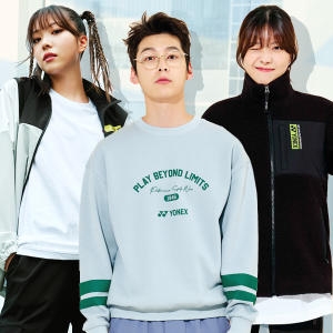 요넥스  남녀공용 기모 맨투맨티셔츠 그레이 213TL002U