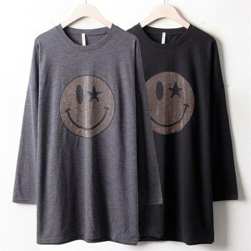 위쉬몰 MN 큐빅스마일긴팔티 1783H010  빅사이즈