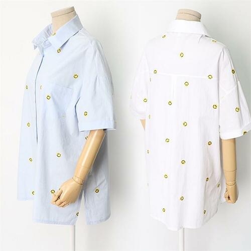 아이우먼 빅사이즈사랑해요 E121L104 스마일트임반팔셔츠 HG