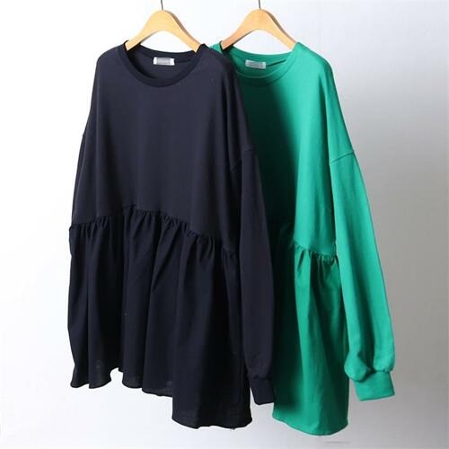 아이우먼 빅사이즈사랑해요 D346L104 오버핏주름박시맨투맨 LT