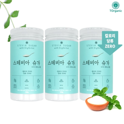 투오가닉 허니 스위트 스테비아 슈가 500g 에리스리톨 3통