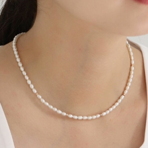 쥬릭스  14K 로즈골드 컷팅볼 담수 진주목걸이 C타입 JGN0002