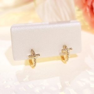 미니골드  14K 샤인 크로스 링 귀걸이 ETRM4183