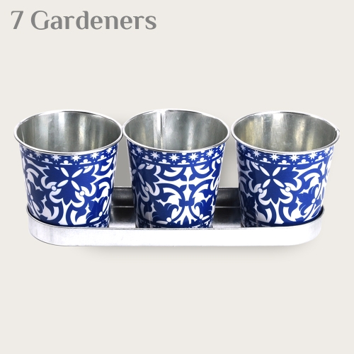 세븐가드너스 포르투갈 패턴 다용도 미니 양철 화분 3세트