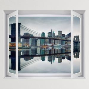 꾸밈 cu253-강에비친도시_창문그림액자 중형