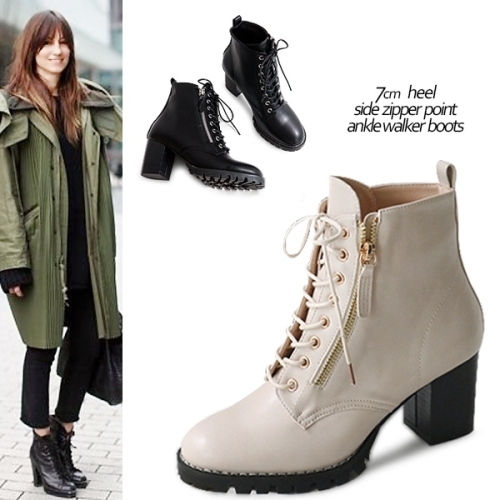 KamiEtMuse 오가게  까미에뮤즈   지퍼 포인트 앵클 워커 부츠 KM19w099 오가게 트렌드한 데일리룩 매일 업뎃
