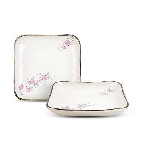 기타 일제 꽃망울 사각접시 2P / 찬기