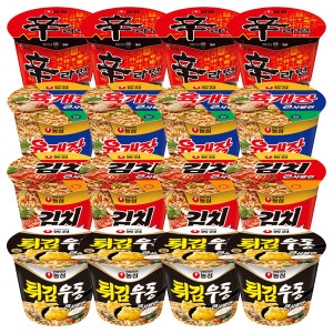 농심  컵라면 큰사발 4입 4종 세트 3 신라면 육개장 김치사발면 튀김우동 신육김튀