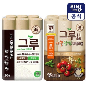 그루 더 오리지널 30m (30롤) + 이중안심 키친타월 120매 (12입) 세트