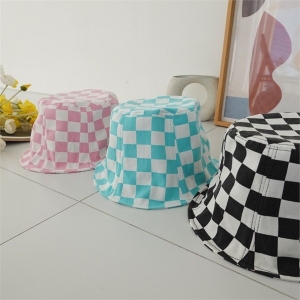 이쁜 체커보드 나팔 버킷햇 모자 9530311