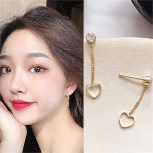 오노마  ONM 귀걸이 하트 큐빅 드롭 비즈 20대 침형 귀걸이 9593086