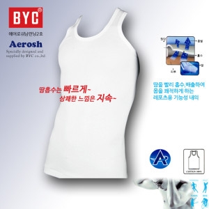 BYC 남성 면스판 에어로쉬 민소매 런닝 셔츠