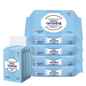 크리넥스 마이비데 클린케어 화장실용 물티슈 캡형 46매 + 리필형 10매
