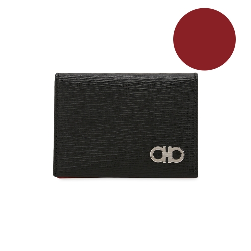 페라가모 남성 간치니 블랙 레드 카드지갑 66A062 685948