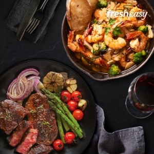 프레시지  블랙라벨스테이크 + 감바스알하이요