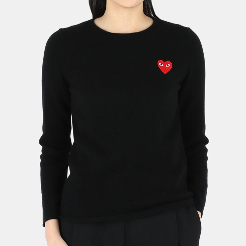 꼼데가르송 레드 와펜 라운드넥 니트 블랙 P1 N067 000 BLACK