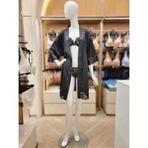 원더브라 여성 블랙 레이스 나이트가운 WBWGN3I23T-BK