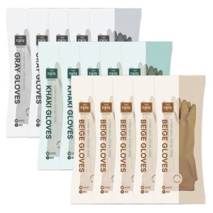 태화  컬러 고무장갑 중M 5켤레 그레이 베이지 카키