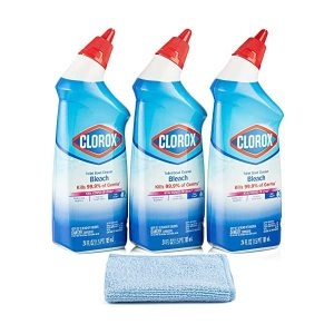 크로락스 변기 청소기 표백제 포함 레인 클린 24온스 보너스 극세사 청소 천