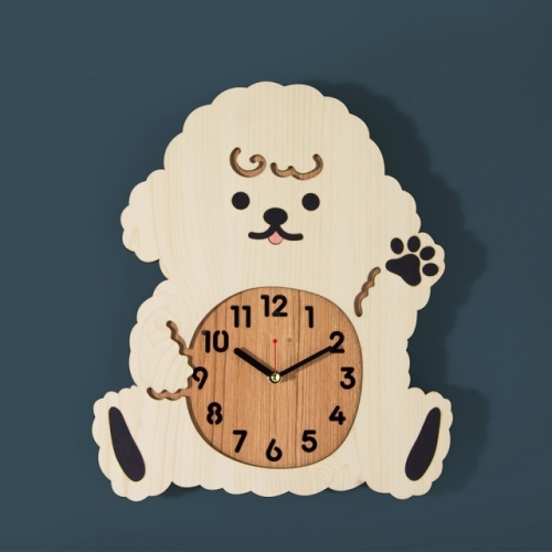 브론즈하우스  나룸 비숑 강아지 무소음 벽시계 WMC-154