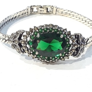 블루케이  실버925 에메랄드 합성석 팔찌 230217-08