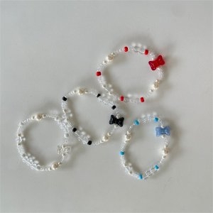 이쁜  글라스 리본 고무줄 팔찌 9707873