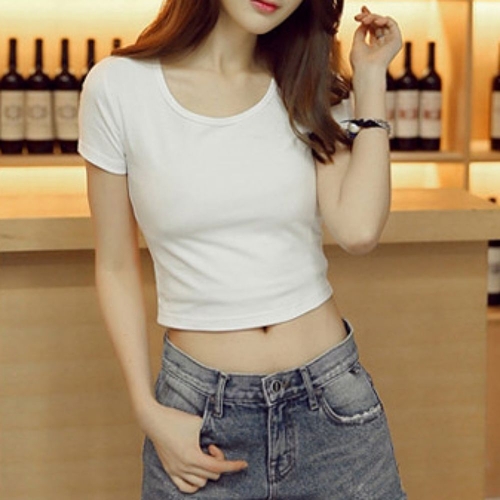 썸앤 넥라운드 반팔 슬림핏 크롭티셔츠 패션스타일 데일리 W9D0E3D