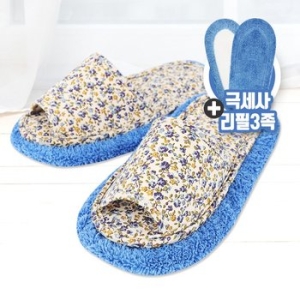 테라 라이펀 극세사 청소실내화 알장미블루+리필3족