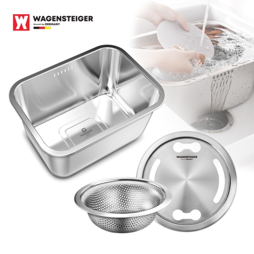 바겐슈타이거  스텐304 설거지통10L +  스텐304 배수구망 + 커버