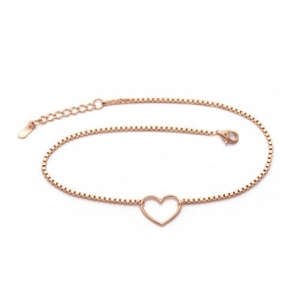 비앤비골드  14K 하트 와이어 펀칭 박스 체인 발찌 JNA37813