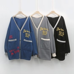 아이우먼 빅사이즈사랑해요 K550L211 미시간기모배색가디건 PO