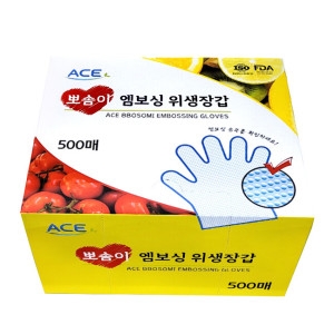 동남물산  에이스 뽀솜이 엠보싱 위생장갑 500매