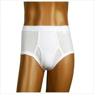 BYC 흰색 소변구 있는 삼각 팬티