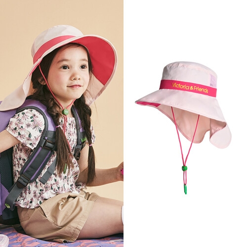 빅토리아앤프렌즈 휘슬 챙모자_UV와이어 플랩썬햇_핑크