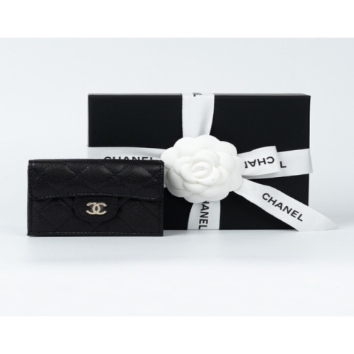 샤넬 클래식 캐비어 반지갑 금장_AP0230