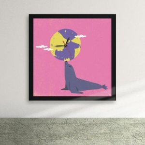 아트박스  꾸밈  iz211-물개와지구공액자벽시계_디자인액자시계