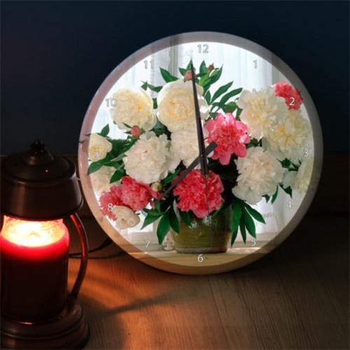 꾸밈  ng026-LED시계액자35R복이들어오는모란