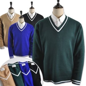 올진 BBJ1907 남성 배색 브이넥니트