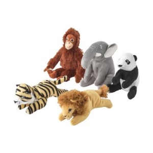 DJUNGELSKOG 융엘스코그 미니 봉제인형 5종/오랑우탄/코끼리/팬더/사자/호랑이/동물인형