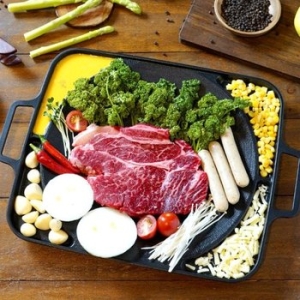 포시즌  인덕션겸용 사각그리들팬 35cm IH 캠핑용 볶음용 업그레이드형 차박불판 구이팬