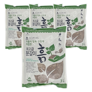 초록스타  분갈이흙 3Lx4포 식물 화분 화초 원예 화훼 상토 배양토