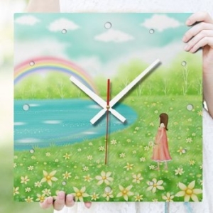 꾸밈  ik356-무지개를바라보는소녀_인테리어벽시계