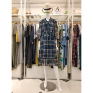 SI 세이브존04 체크 리본 프릴 쉬폰 원피스 SFO25050BLP