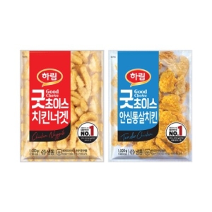 하림  굿초이스치킨너겟 1kg 1봉+굿초이스안심통살치킨 1kg 1봉