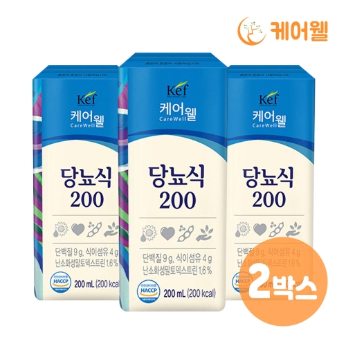 케어웰 당뇨식 200 200ml 24팩 2박스 환자식 균형영양식 식사대용 24팩 200ml