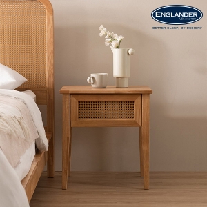 잉글랜더  몰디브 라탄 고무나무 원목 침대협탁