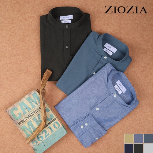 지오지아 남성 린넨 코튼 슬림핏 캐주얼 셔츠_AEB2WC1101