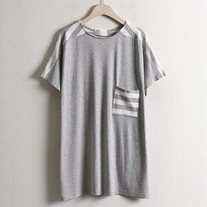 아이우먼 배색 단가라 반팔 티 DA0221RM804 빅사이즈 사이즈에서 자유로운 그녀~