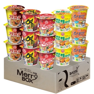 오뚜기 소컵라면세트 15개 진라면매운맛3+진짬뽕3+열라면3+참깨3+스낵면3