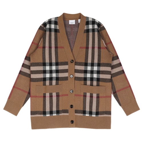 버버리 여성 오버사이즈 체크 자카드 가디건_8043372